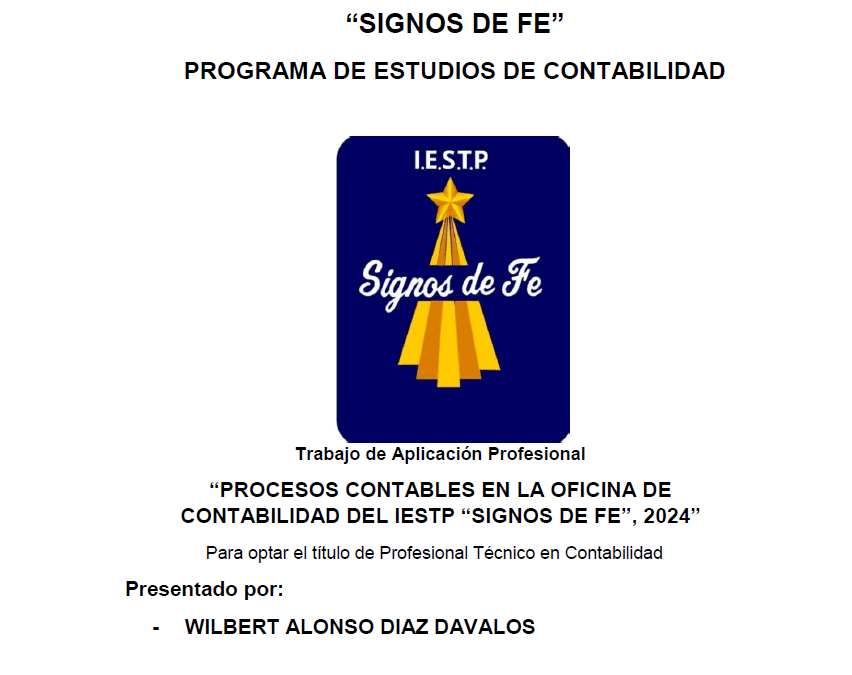 PROCESOS CONTABLES EN LA OFICINA DE CONTABILIDAD DEL IESTP “SIGNOS DE FE”, 2024